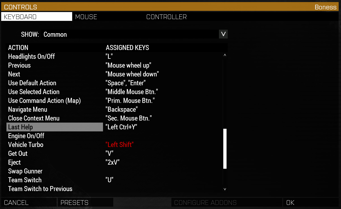 Last Help keybind location