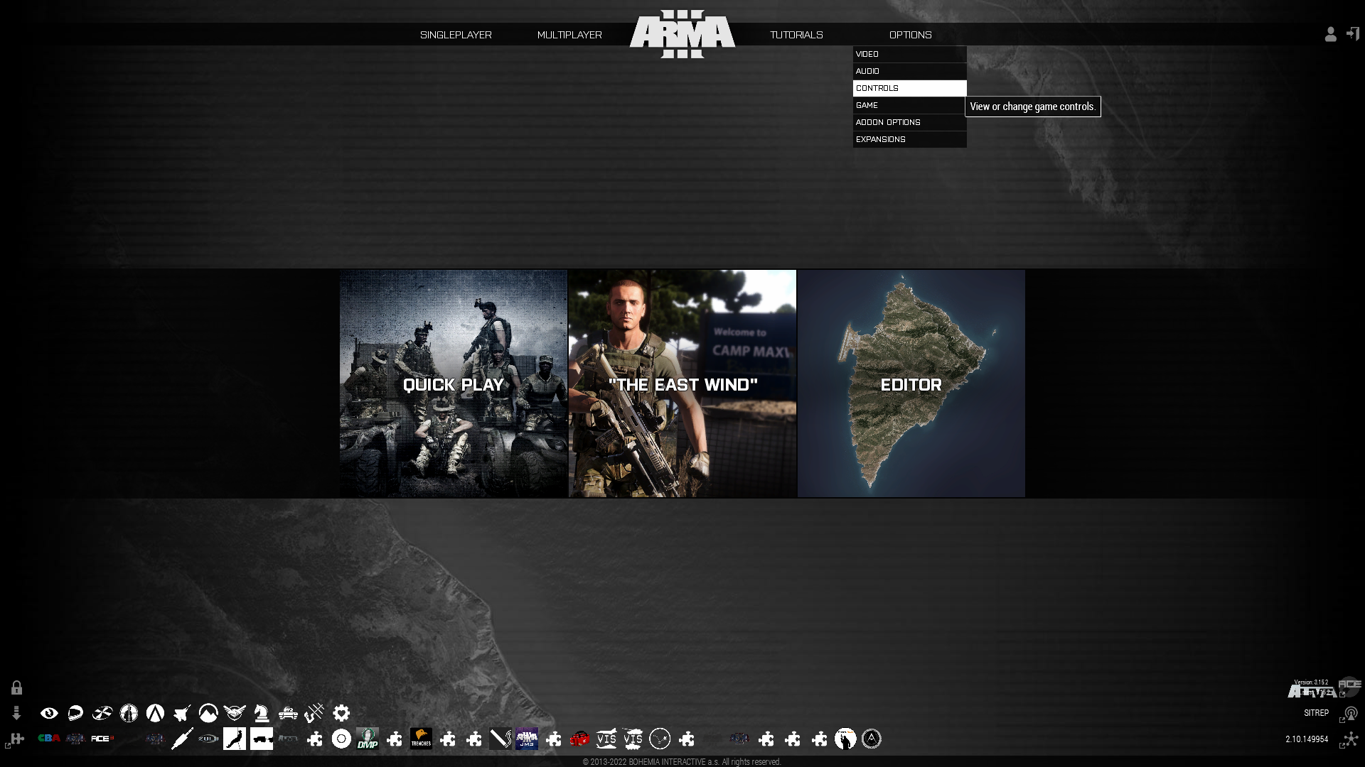 Opening controls menu